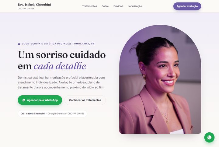 site da Dra. Isabela Cherubini, odontologia e estética orofacial